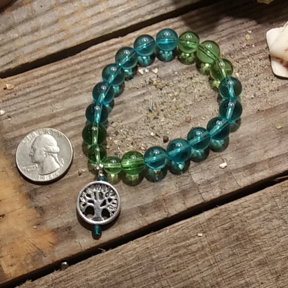 NWT Handmade 10mm Bead Tree of Life  Bracelet - Picture 3 of 6